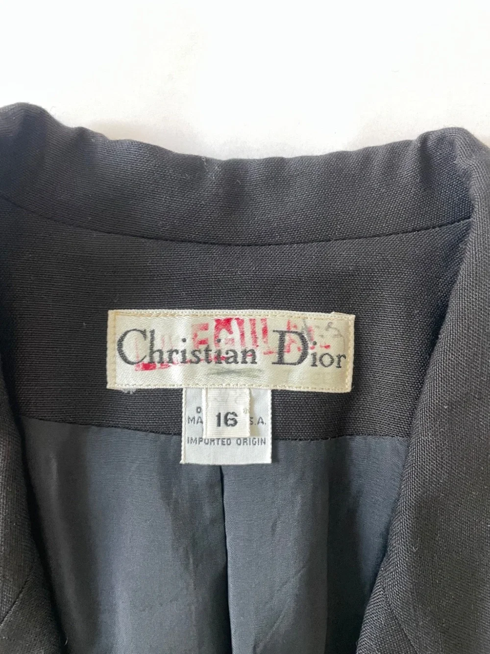 Vintage Christian Dior Blazer Skirt Suit Set Size 16 Black Zebra Stripe, 80s 90s